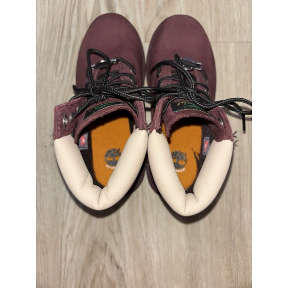 Timberland Burgundy Waterproof Boots Nubuck Girls Size 1 Youth - Picture 6 of 8
